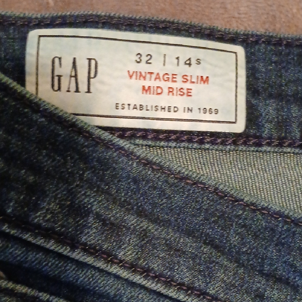 GAP Vintage Slim Mid Rise Dark Jeans Womens 14s - Picture 2 of 4